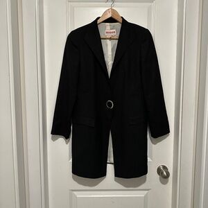 Rodier | Vintage Black Structured Blazer Shoulder Pads Tapered Waist Size 44